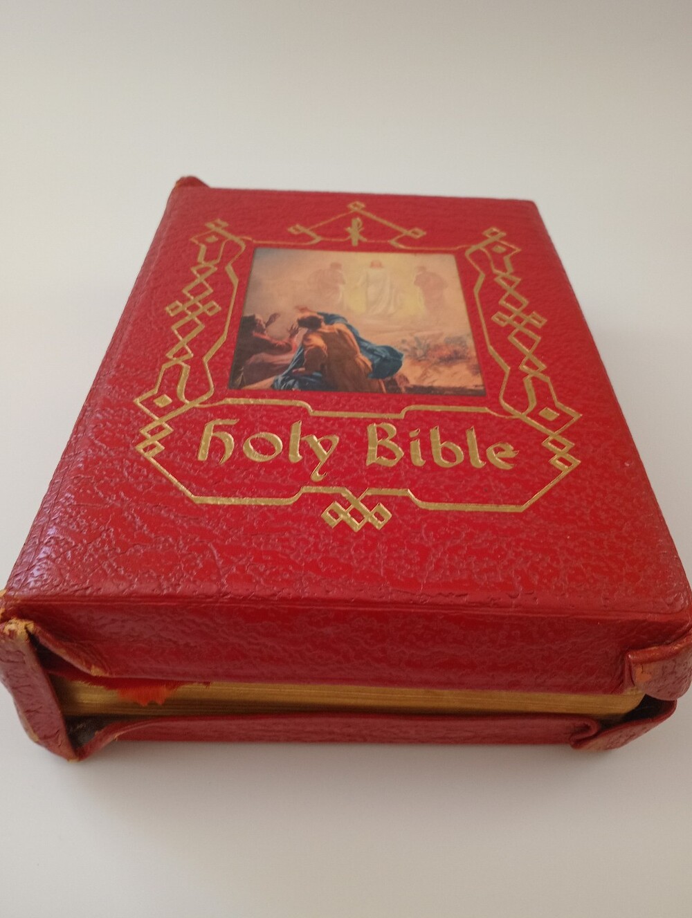 Vintage 1950s Catholic Holy Bible Illustrated Red Gold O’Connell